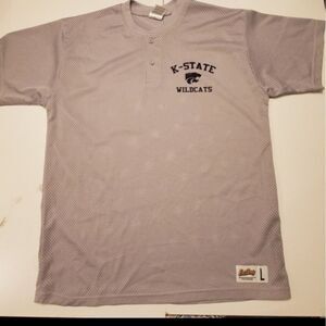 KSTATE KANSAS MEN'S basketball mesh PERFORMANCE gray short sleeve SHIRT large L